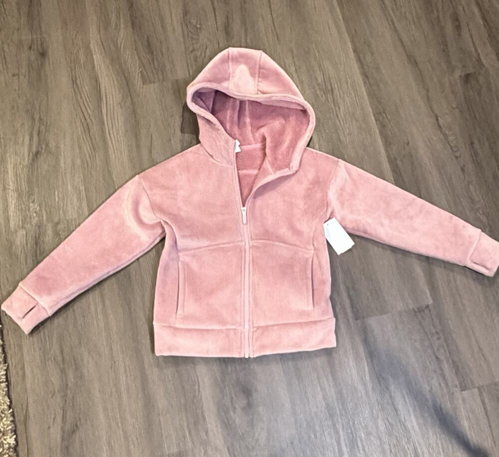 Zella Girl's Pink Fleece Hooded Full Zip Hoodie Jacket Pockets Size S 7/8